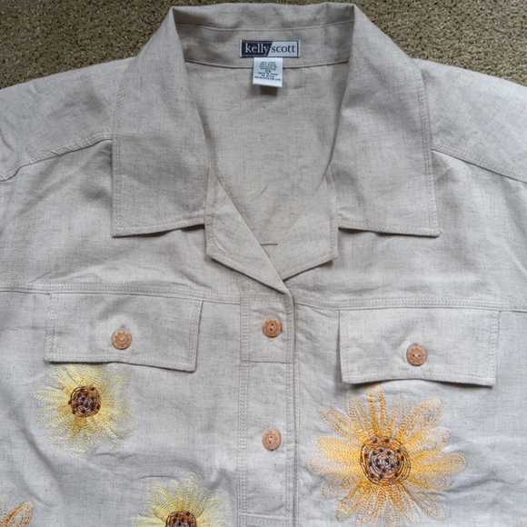 Kelly Scott Beige Khaki Button Down Jacket 2X - Picture 2 of 9